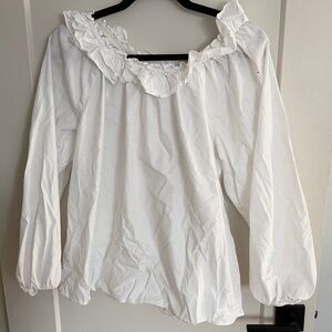 Hill House White Ruffled Blouse